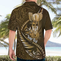 Personalised All Gold New Zealand Darts Hawaiian Shirt Aoteroa Fern Maori Galaxy Style