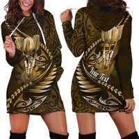 Personalised All Gold New Zealand Darts Hoodie Dress Aoteroa Fern Maori Galaxy Style