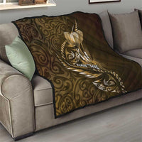 Personalised All Gold New Zealand Darts Quilt Aoteroa Fern Maori Galaxy Style