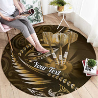 Personalised All Gold New Zealand Darts Round Carpet Aoteroa Fern Maori Galaxy Style
