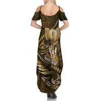 Personalised All Gold New Zealand Darts Summer Maxi Dress Aoteroa Fern Maori Galaxy Style