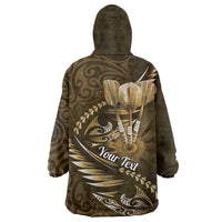 Personalised All Gold New Zealand Darts Wearable Blanket Hoodie Aoteroa Fern Maori Galaxy Style