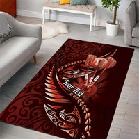 Personalised All Red New Zealand Darts Area Rug Aoteroa Fern Maori Galaxy Style