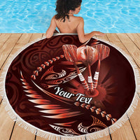 Personalised All Red New Zealand Darts Beach Blanket Aoteroa Fern Maori Galaxy Style