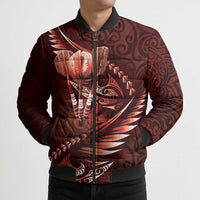 Personalised All Red New Zealand Darts Bomber Puffer Jacket Aoteroa Fern Maori Galaxy Style - Polynesian Pride