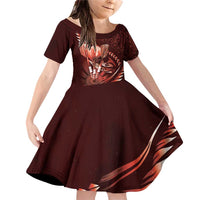 Personalised All Red New Zealand Darts Family Matching Off Shoulder Short Dress and Hawaiian Shirt Aoteroa Fern Maori Galaxy Style