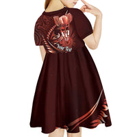 Personalised All Red New Zealand Darts Kid Short Sleeve Dress Aoteroa Fern Maori Galaxy Style