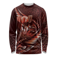 Personalised All Red New Zealand Darts Long Sleeve Shirt Aoteroa Fern Maori Galaxy Style