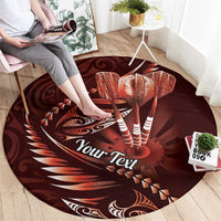 Personalised All Red New Zealand Darts Round Carpet Aoteroa Fern Maori Galaxy Style
