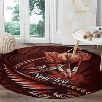 Personalised All Red New Zealand Darts Round Carpet Aoteroa Fern Maori Galaxy Style