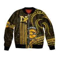 Hawaii Nanakuli High And Intermediate School Sleeve Zip Bomber Jacket Polynesian Kakau Pattern LT14 Unisex Gold - Polynesian Pride