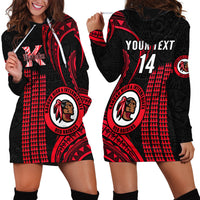 Personalised Hawaii Kahuku High And Intermediate School Hoodie Dress Red Raiders Kakau Pattern LT14 - Polynesian Pride