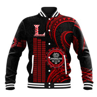 Hawaii Lahainaluna High School Baseball Jacket Polynesian Kakau Pattern LT14 Unisex Red - Polynesian Pride