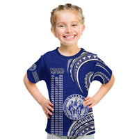 Personalised Hawaii Waiakea High School Kid T Shirt Polynesian Kakau Pattern LT14 Blue - Polynesian Pride