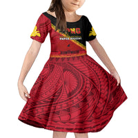 Papua New Guinea Family Matching Long Sleeve Bodycon Dress and Hawaiian Shirt Independen Stet bilong Papua Niugini Unique Version LT14 Daughter's Dress Red - Polynesian Pride
