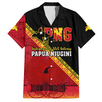 Papua New Guinea Family Matching Tank Maxi Dress and Hawaiian Shirt Independen Stet bilong Papua Niugini Unique Version LT14 Dad's Shirt - Short Sleeve Red - Polynesian Pride