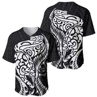 New Zealand Eel Baseball Jersey Tuna Aotearoa Maori Patten - Black LT14 - Polynesian Pride
