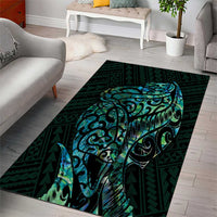 New Zealand Eel Area Rug Tuna Aotearoa Maori With Paua Shell - Turquoise