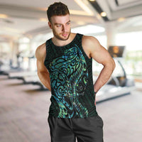 New Zealand Eel Men Tank Top Tuna Aotearoa Maori With Paua Shell - Turquoise