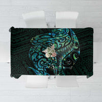 New Zealand Eel Tablecloth Tuna Aotearoa Maori With Paua Shell - Turquoise