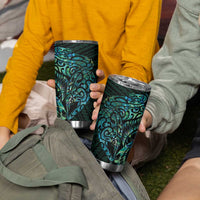 New Zealand Eel Tumbler Cup Tuna Aotearoa Maori With Paua Shell - Turquoise