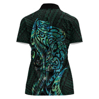 New Zealand Eel Women Polo Shirt Tuna Aotearoa Maori With Paua Shell - Turquoise LT14 - Polynesian Pride