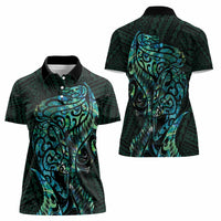 New Zealand Eel Women Polo Shirt Tuna Aotearoa Maori With Paua Shell - Turquoise LT14 - Polynesian Pride