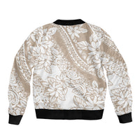 Polynesia Bomber Jacket Polynesian Tropical Flowers Beige Pastel Vibes LT14 - Polynesian Pride