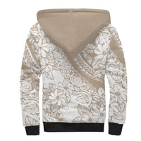 Polynesia Sherpa Hoodie Polynesian Tropical Flowers Beige Pastel Vibes LT14 - Polynesian Pride