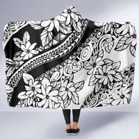 Polynesia Hooded Blanket Polynesian Tropical Flowers Black Pastel Vibes LT14 - Polynesian Pride