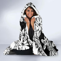 Polynesia Hooded Blanket Polynesian Tropical Flowers Black Pastel Vibes LT14 - Polynesian Pride