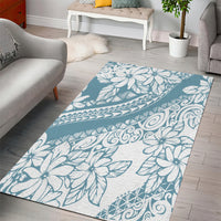 Polynesia Area Rug Polynesian Tropical Flowers Blue Pastel Vibes LT14 - Polynesian Pride