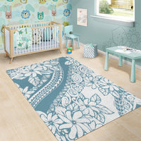 Polynesia Area Rug Polynesian Tropical Flowers Blue Pastel Vibes LT14 - Polynesian Pride