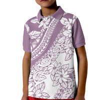 Polynesia Kid Polo Shirt Polynesian Tropical Flowers Purple Pastel Vibes LT14 Kid Purple - Polynesian Pride