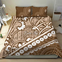 Beige Bula Fiji Bedding Set Fijian Language Week Tapa Cloth - Pastel