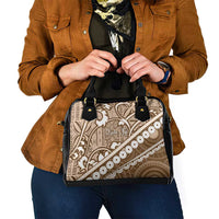 Beige Bula Fiji Shoulder Handbag Fijian Language Week Tapa Cloth - Pastel