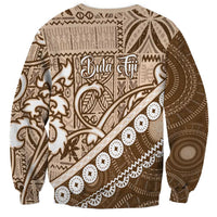 Beige Bula Fiji Sweatshirt Fijian Language Week Tapa Cloth - Pastel LT14 - Polynesian Pride
