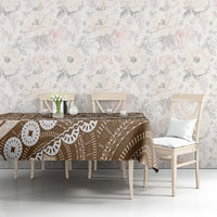 Beige Bula Fiji Tablecloth Fijian Language Week Tapa Cloth - Pastel