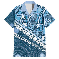 Blue Bula Fiji Family Matching Tank Maxi Dress and Hawaiian Shirt Fijian Language Week Tapa Cloth - Pastel