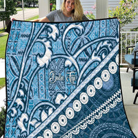 Blue Bula Fiji Quilt Fijian Language Week Tapa Cloth - Pastel