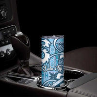 Blue Bula Fiji Skinny Tumbler Fijian Language Week Tapa Cloth - Pastel