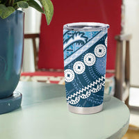 Blue Bula Fiji Tumbler Cup Fijian Language Week Tapa Cloth - Pastel