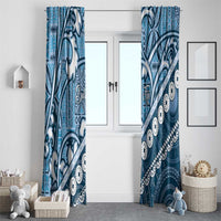 Blue Bula Fiji Window Curtain Fijian Language Week Tapa Cloth - Pastel