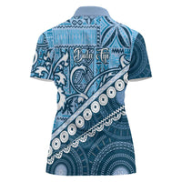 Blue Bula Fiji Women Polo Shirt Fijian Language Week Tapa Cloth - Pastel