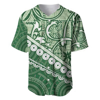 Green Bula Fiji Baseball Jersey Fijian Language Week Tapa Cloth - Pastel LT14 Green - Polynesian Pride