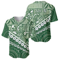 Green Bula Fiji Baseball Jersey Fijian Language Week Tapa Cloth - Pastel LT14 - Polynesian Pride