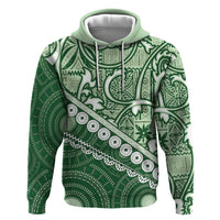 Green Bula Fiji Zip Hoodie Fijian Language Week Tapa Cloth - Pastel