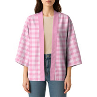 Light Pink Japanese Palaka Pride Kimono - Polynesian Pride