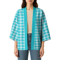 Turquoise Japanese Palaka Pride Kimono - Polynesian Pride