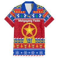 Custom Philippines Christmas Family Matching Puletasi Dress and Hawaiian Shirt Filipino Parol Maligayang Pasko LT14 Dad's Shirt - Short Sleeve Blue - Polynesian Pride